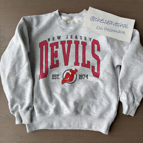 Vintage New Jersey Devils Hockey Sweatshirt Retro NHL New Jersey Devils Shirt - Picture 1 of 2